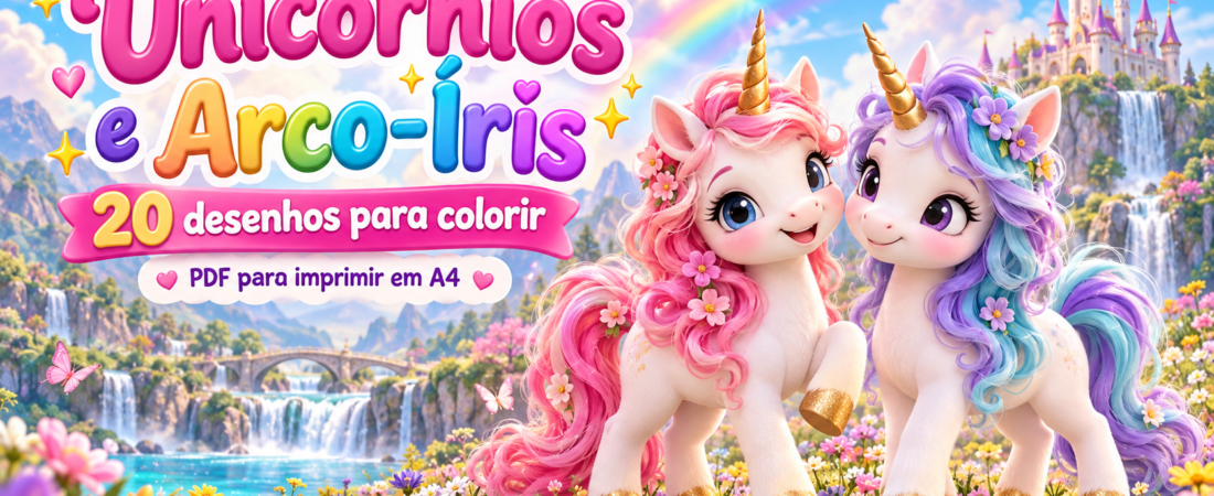 Unicórnios para colorir: 20 desenhos em PDF para imprimir