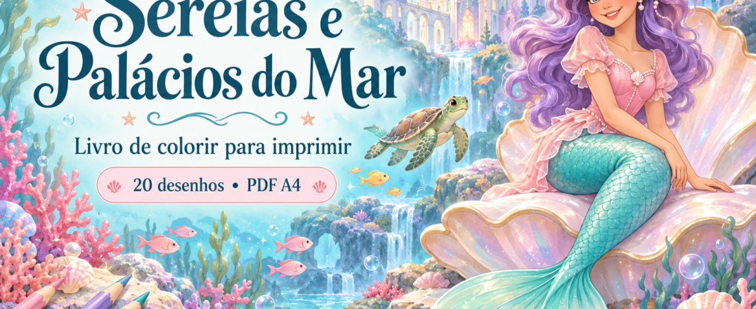 Sereias e Palácios do Mar: 20 desenhos para colorir e imprimir