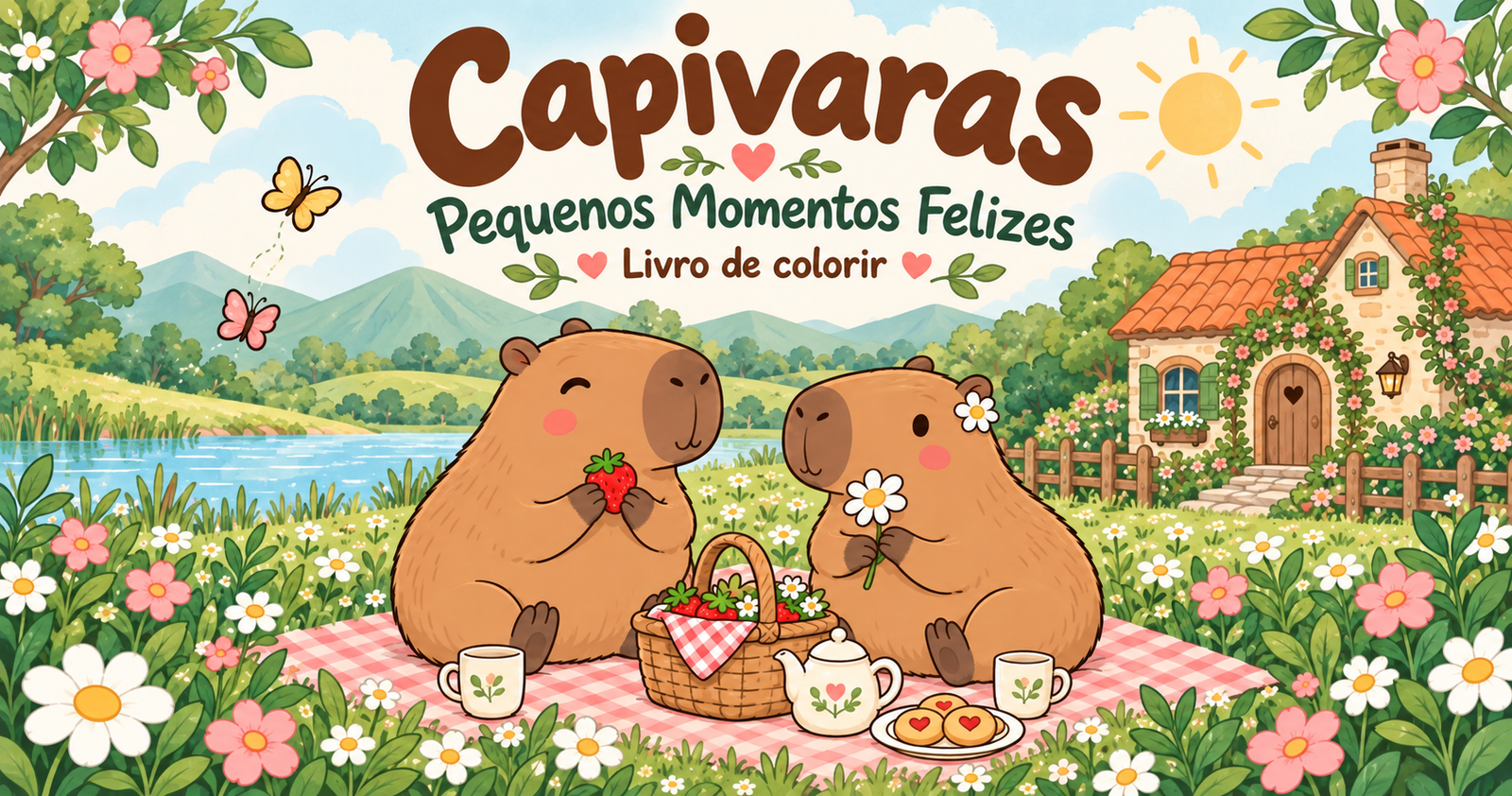 Livro de Colorir de Capivaras para Imprimir | 20 Desenhos A4